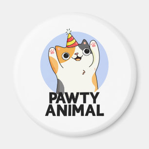 Pawty Animal Funny Party Hat Cat Pun Magnet