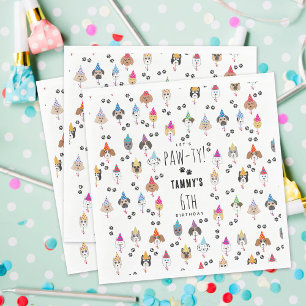 Pawty Cute Birthday Party Dogs Napkin
