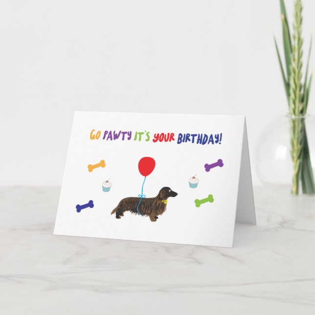 Pawty Dog Birthday Card (Front)