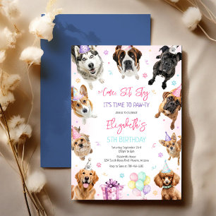 Pawty Dog Time To Pawty Puppy Party Birthday  Invitation