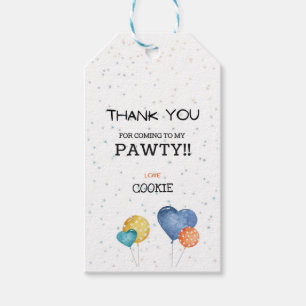 Pawty Golden Retriever Dog Birthday Thank You Gift Tags