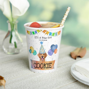 Pawty Golden Retriever Dog Puppy Birthday Paper Cups