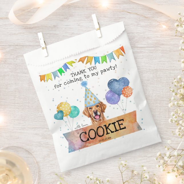 Pawty Golden Retriever Thank You Treat Party  Favour Bags (Clipped)