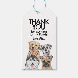 Pawty Puppy Dog Thank You Birthday Party favour  Gift Tags