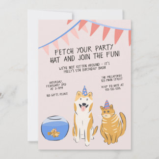 Pawty Time Kids Birthday Invitation | House Pets