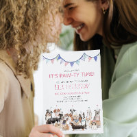 Pawty Time Puppy Dog Birthday Party Invitation