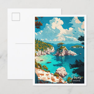 Paxos Greece Travel Vintage Illustration Postcard