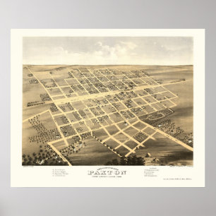 Paxton, IL Panoramic Map - 1869 Poster
