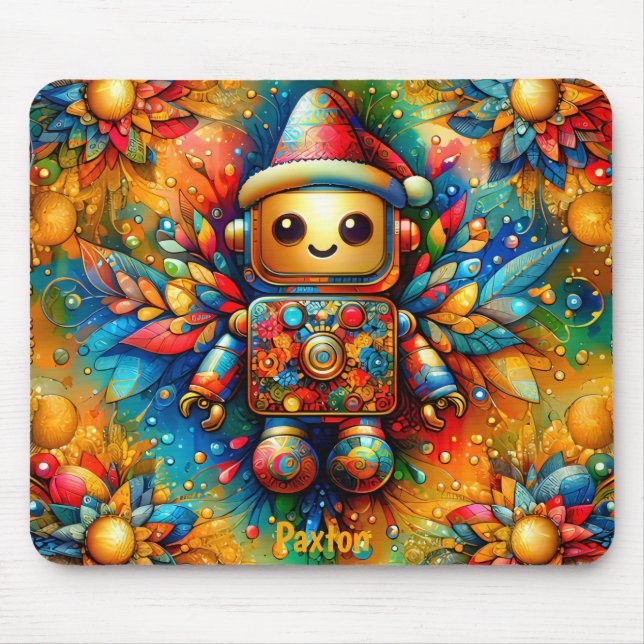 PAXTON ~ Zany ROBOT Christmas  Mouse Mat (Front)