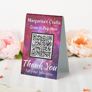 Pay Here QR Code Pink Glitter Galaxy Effect