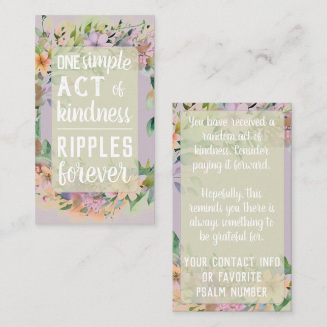 Pay it Forward Random Act Kindness Cute Wildflower Business Card (Front/Back)