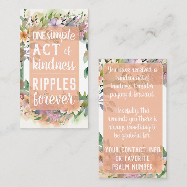Pay it Forward Random Act Kindness Soft Wildflower Business Card (Front/Back)