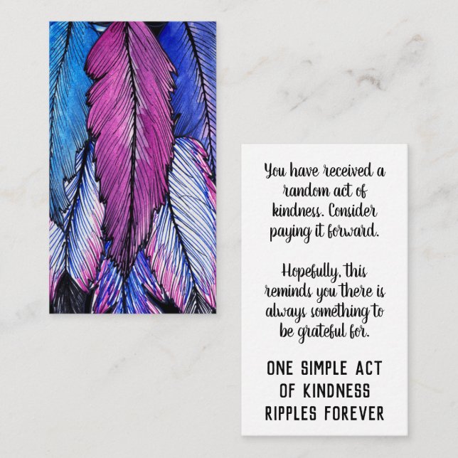 Pay it Forward Random Act of Kindness Feathers Business Card (Front/Back)