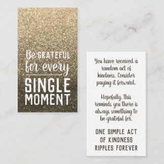 Pay it Forward Random Act of Kindness Gold Glitter Business Card