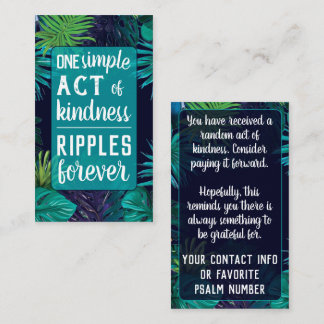 Pay it Forward Random Act of Kindness Teal Blue Business Card