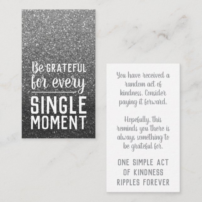 Pay it Forward Random Kindness Act Silver Glitter Business Card (Front/Back)