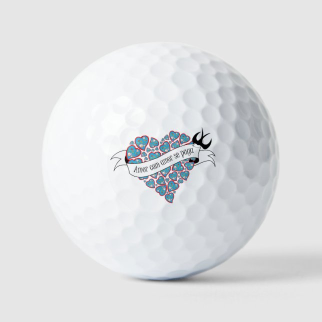 Pay love with love illustrated Portuguese proverb  Golf Balls (Front)