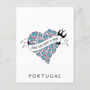Pay love with love illustrated Portuguese proverb  Postcard
