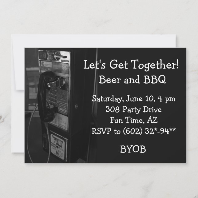 Pay Phone Get Together Invitation (Front)
