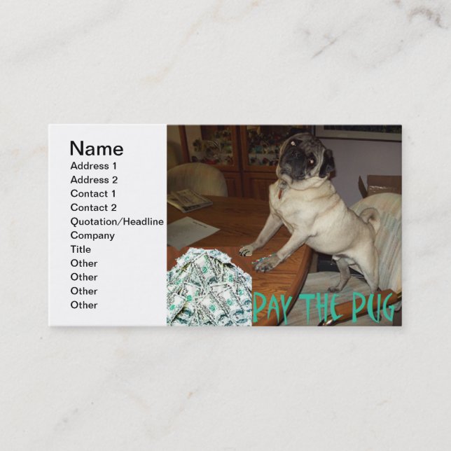 Pay the Pug Card (Front)