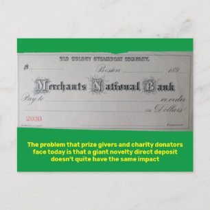 Pay to the bearer on demand postcard