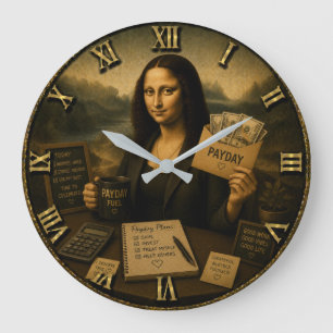 Payday Funny Mona Lisa Gift for Coworkers Large Clock