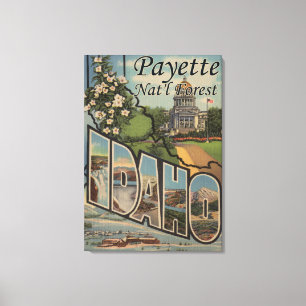 Payette Nat'l Forest, Idaho - Large Letter Scene Canvas Print