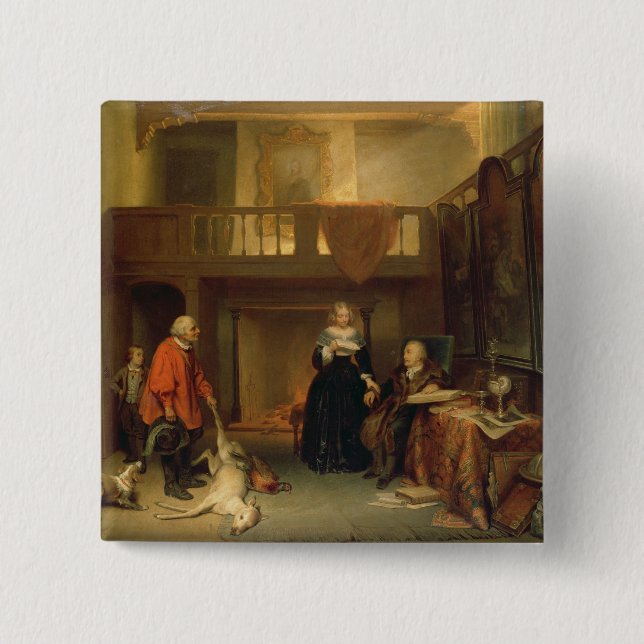 Paying the Tithe (oil on panel) 15 Cm Square Badge (Front)