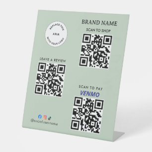 Payment Company Logo, Website All in One Qr Code Pedestal Sign