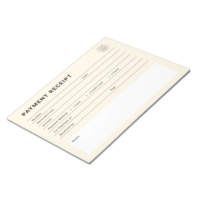 Payment Receipt Business Logo Notepad (Angled)