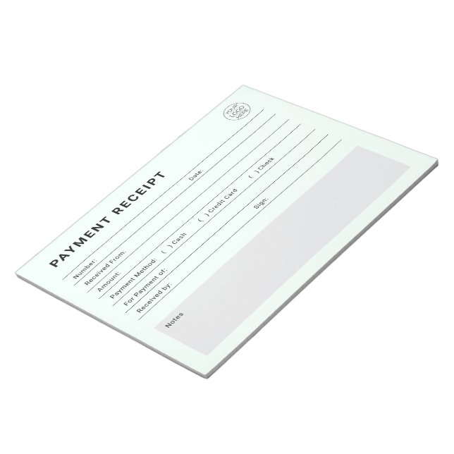 Payment Receipt Business Logo Notepad (Angled)