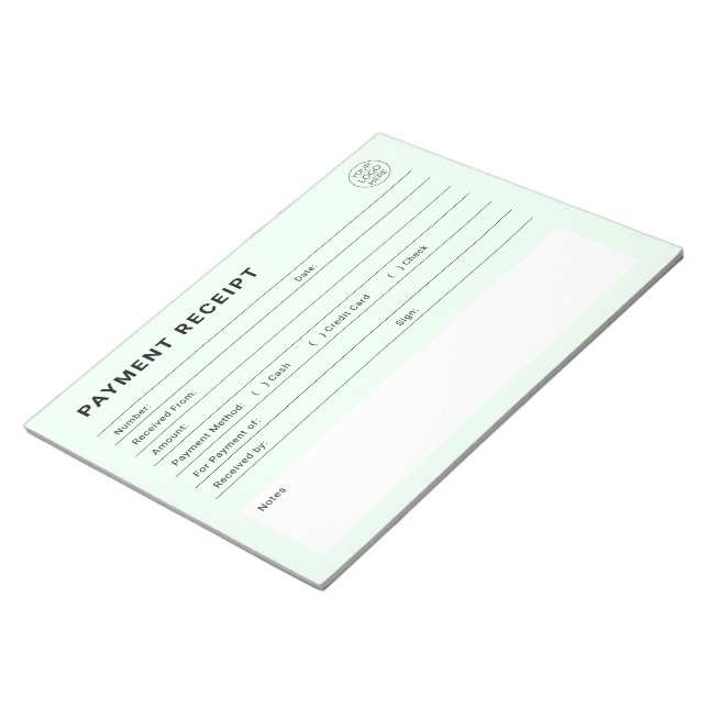 Payment Receipt Business Logo Notepad (Angled)