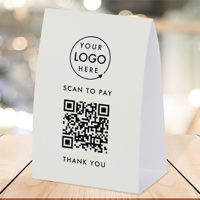 Payment Table Tent Paper Sign | QR Scan to Pay (Interactive "scan to pay” QR code cash wrap paper table signs for electronic payment transactions.)