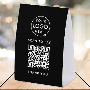 Payment Table Tent Paper Sign   QR Scan to Pay
