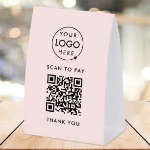 Payment Table Tent Paper Sign   QR Scan to Pay