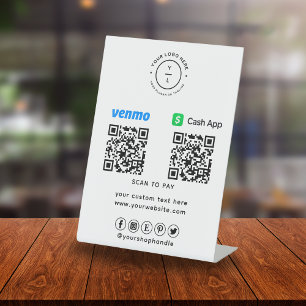 Payment Two QR Codes   Scan to Pay   Company Logo  Pedestal Sign
