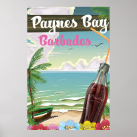 Paynes Bay Barbados vintage style travel poster