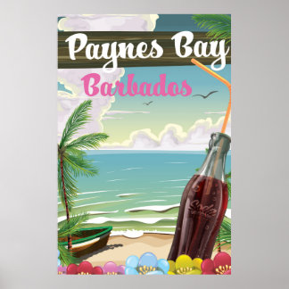 Paynes Bay Barbados vintage style travel poster