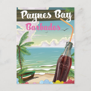 Paynes Bay Barbados vintage style travel poster Postcard