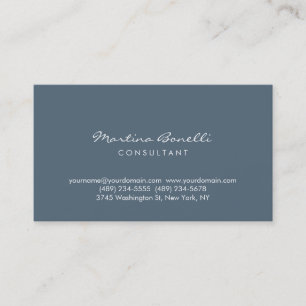 Payne's Grey Colour Minimalist Script Business Car Business Card