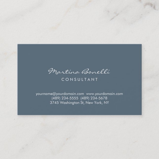 Payne's Grey Colour Minimalist Script Business Car Business Card (Front)