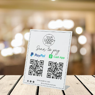 PayPal Cash App Contactless Mobile Payment Script Pedestal Sign