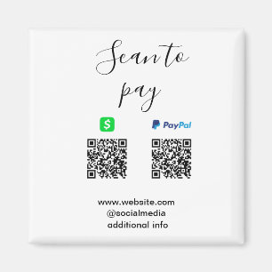 Paypal Cashapp scan to pay QR add business name lo Magnet