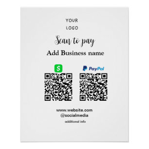 Paypal Cashapp scan to pay QR add business name lo Poster