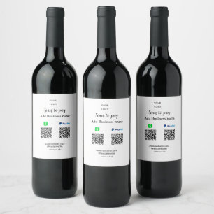 Paypal Cashapp scan to pay QR add business name lo Wine Label