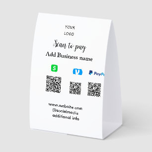 Paypal Cashapp venmo scan to pay QR add business