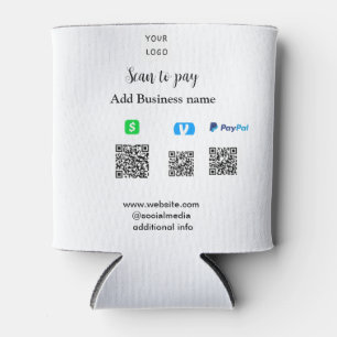 Paypal Cashapp venmo scan to pay QR add business Can Cooler