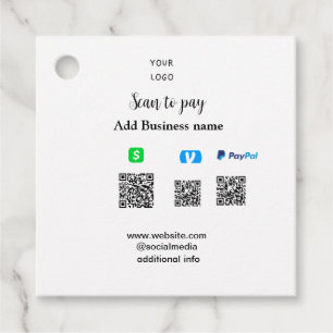 Paypal Cashapp venmo scan to pay QR add business Favour Tags