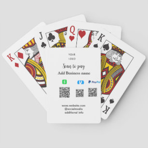 Paypal Cashapp venmo scan to pay QR add business Playing Cards