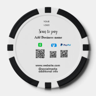 Paypal Cashapp venmo scan to pay QR add business Poker Chips